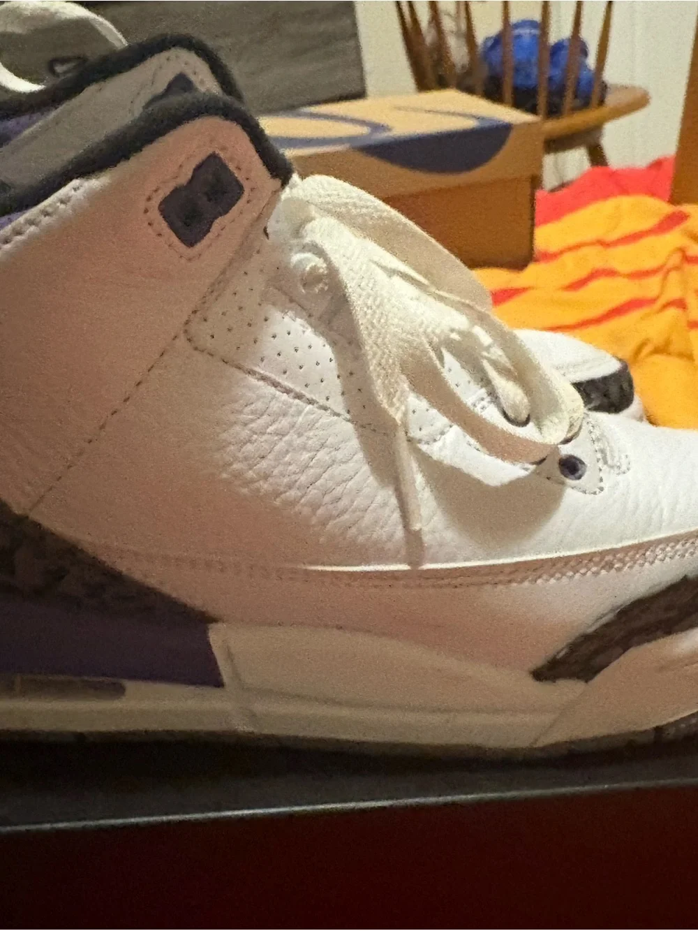 Jordan Men's White and Purple Athletic Basketball Shoes